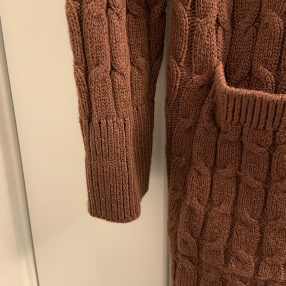 Knitted brown long cardigan - Cleo brand - Picture 4 of 7